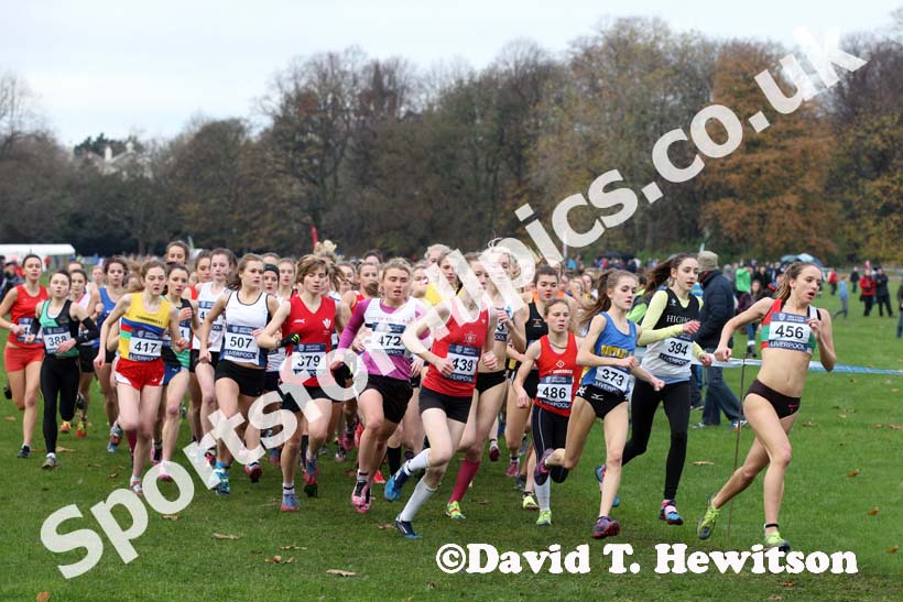 Start of the under-17 and under-20 womens Liverpool Cross Challenge. David T. Hewitson/Sports for All Pics
